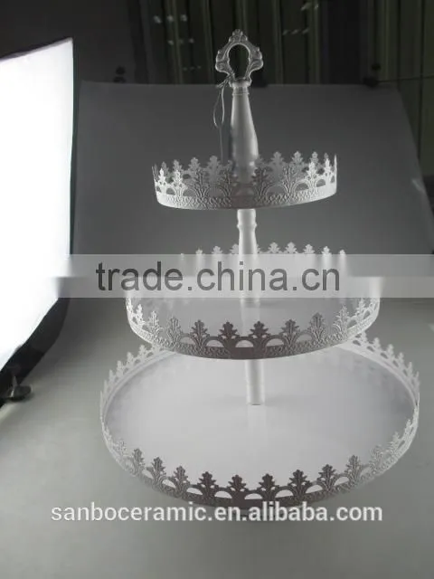 Lighted Acrylic Cake Stand , 2 Tier Cake Metal Stand in White Antique Color