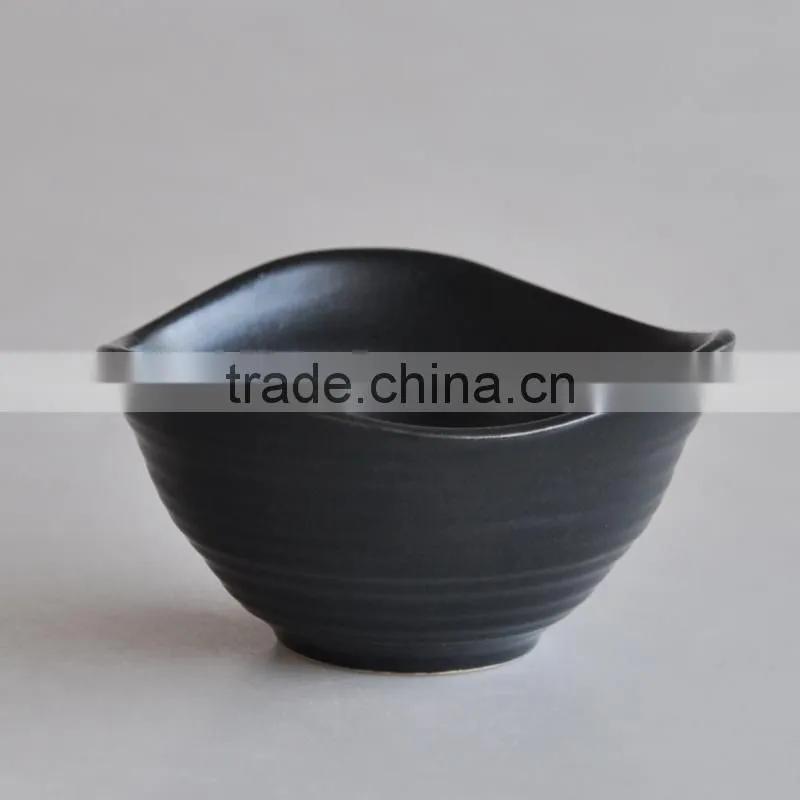Stoneware japanese style bowl in handpainted design or decal printing with chopsticks holder