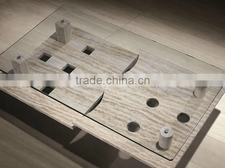 Rectangle travertine marble top coffee table