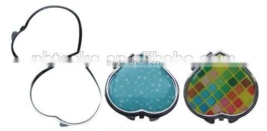 Metal heart shape cosmetic mirror foldable custom logo pocket mirror