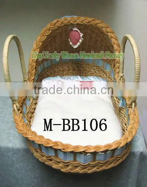 handmade wicker basket for baby sleeping with handles