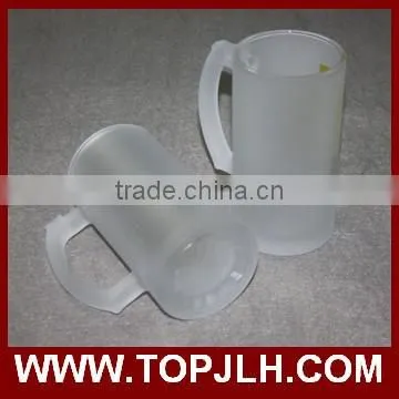 Transparent and frosted big glass beer mugs with handle