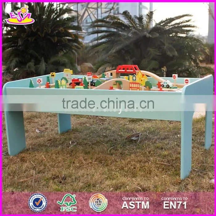 2017 New design funny activity toys wooden kids train table W04C071