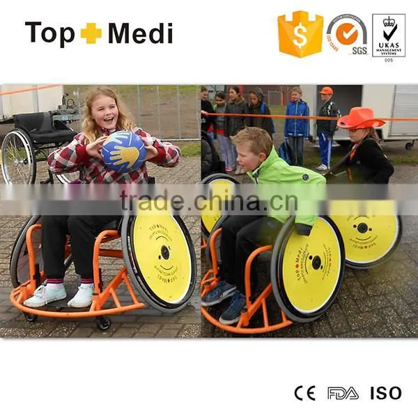 TOPMEDI Outdoor Basket Manual Wheelchair with Removeable Rear Wheel