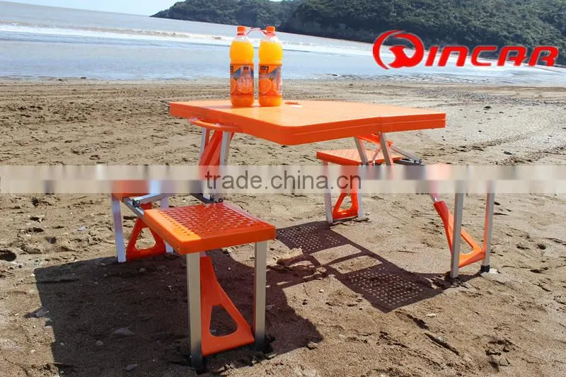 Outdoor Camping Plastic Folding Table Desk Case With 4 Seats