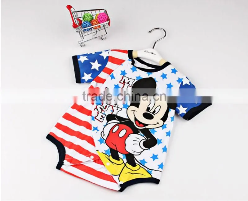 100% cotton mikey print baby boy rompers wholesale