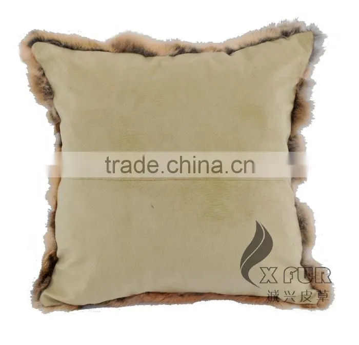 CX-D-17 40x40cm Europe Fashion Patchwork Rabbit Fur Cushions Home Decor Pillow