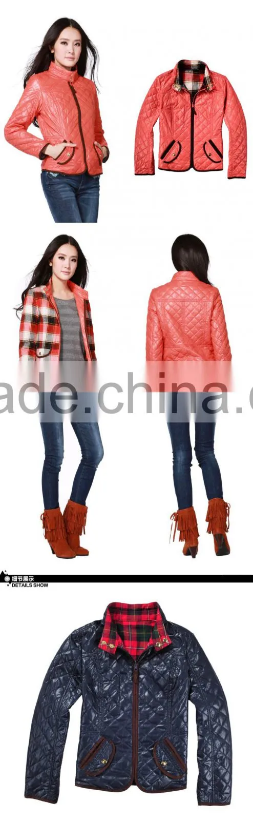 2015 New Design Spring Light Women Double Face Padded Jacket