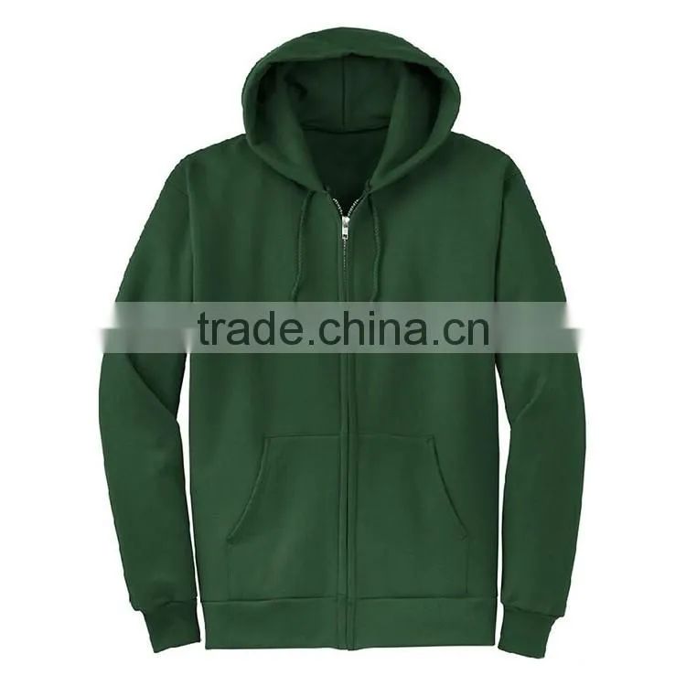 Wholesale Zip Up 65% Polyester 35% Cotton Plain Fleece Men's Hoodie Manufacturers