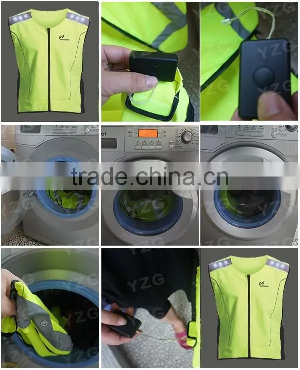 LED mesh cool night sports walking cycling reflective safety hi vis vest