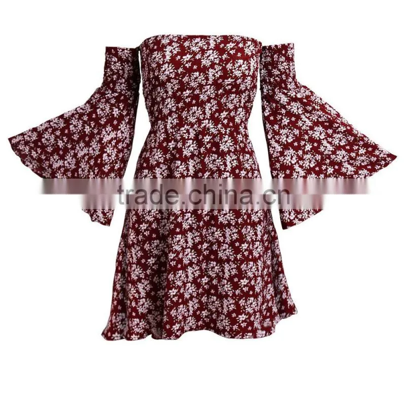 High Quality Styles Floral Off-Shoulder Dress Latest Dress Patterns Ladies for wholesale
