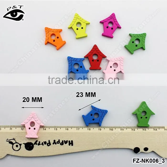 20x23mm House Shape Wood Buttons Flatback Buttons For kids clothing DIY Acceossires