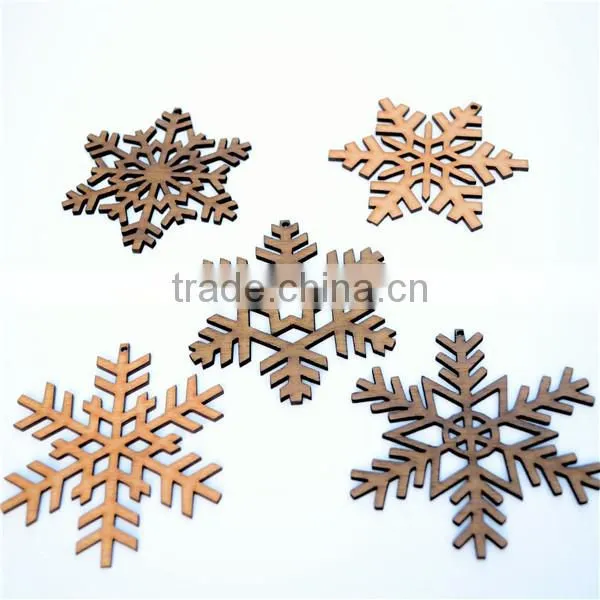 Rustic Snowflake Christmas Tree Decorations Laser Cut From Natural wooden