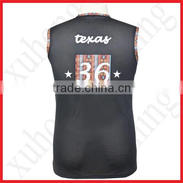 New fashion O-neck printing black t-shirt without sleeves