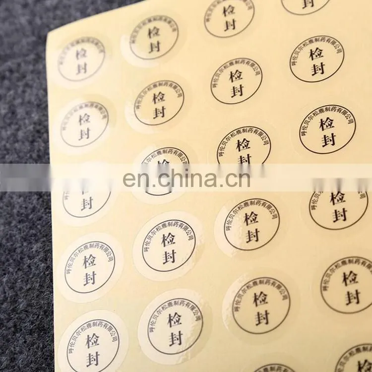 customized transparent kraft paper color printing logo self adhesive stickers,Check seal logo printing label