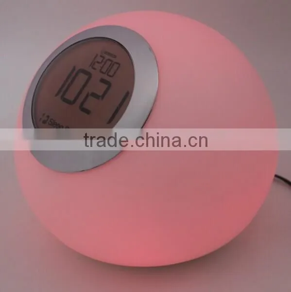multicolor changing LED small Night Light with clock display and alarm clock function