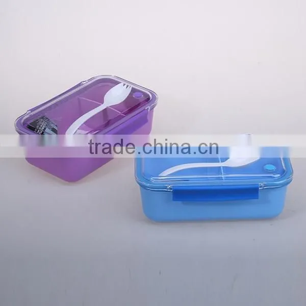 Plastic Food Storage School Office Lunch Box With Spoon