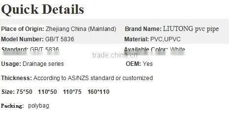 PVC Reducing Wye for Drainage Pipe with Competitive Price