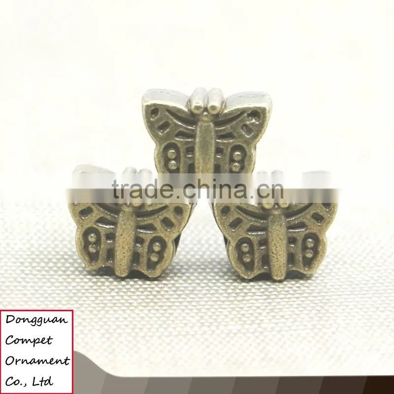 Wholesale zinc alloy large hole diy jewelry bronze butterfly pendant