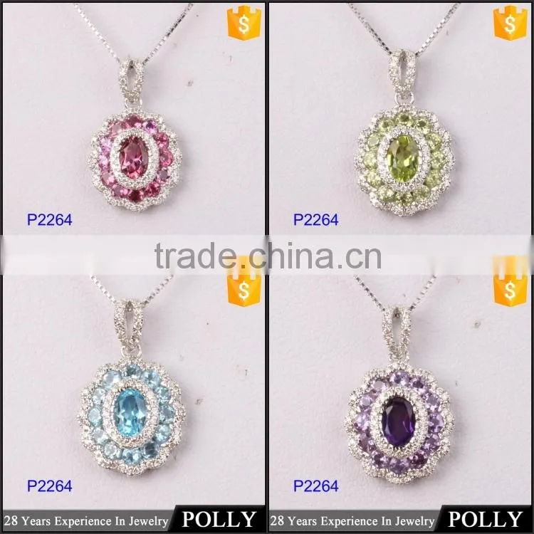 Colord rhinestone jewelry set gemstone necklace charms