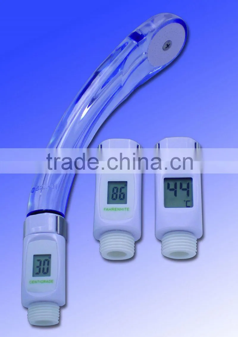 IPX7 approval LED alert digital shower head thermometer