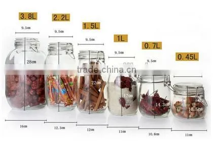 Wholesale kitchen glass jars with clip lid