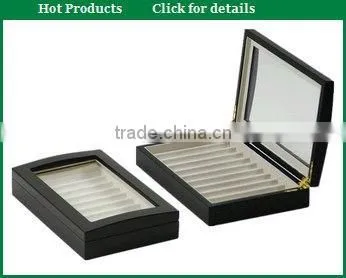 Cherry wood pen box with transparent window