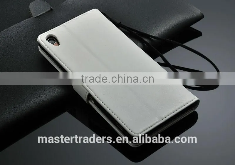 Original Fashion 64 Grain Stand Holder Wallet Flip PU Leather Case For Sony Z3 MT-3102