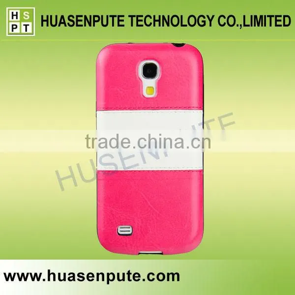 Factory Price Strip Style TPU Soft Back Case PU Leather Holster for Samsung S4 Mini