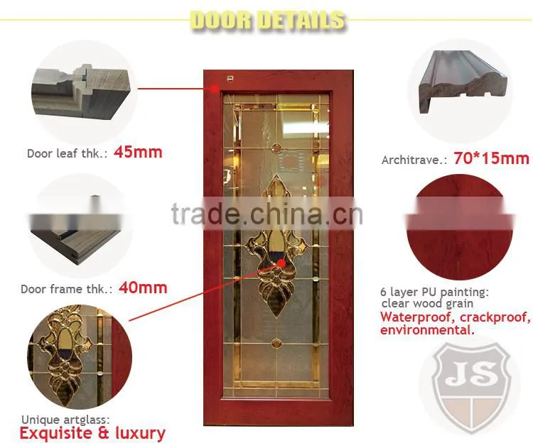 Interior gold plated large art glass french multi wood sliding doors