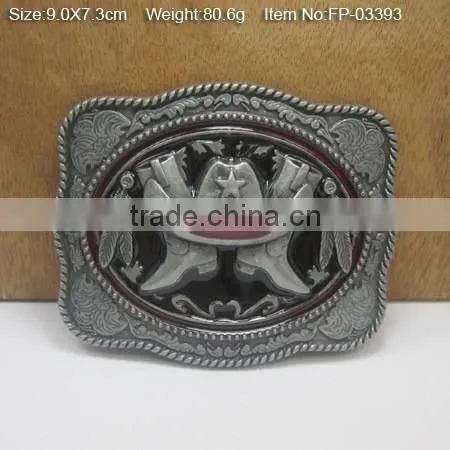 Gold Plate Military Web Belt Buckle With Emblem with Rhinestones
