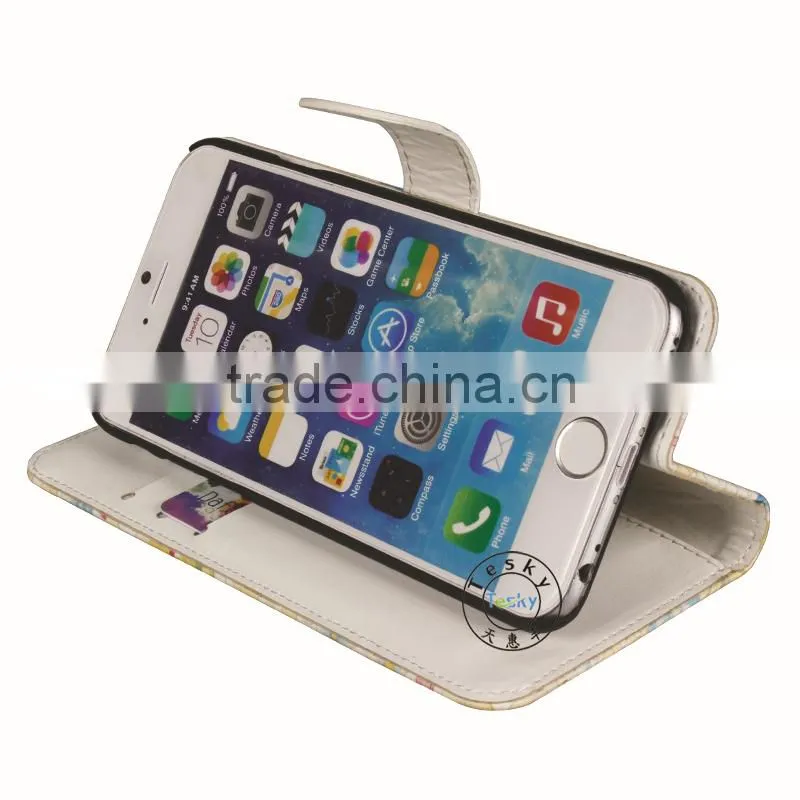 high quality wallet case for iPhone6,for iPhone6 flower case