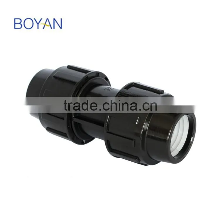 Plastic Quick Pipe Fitting Black PP Compression Coupling