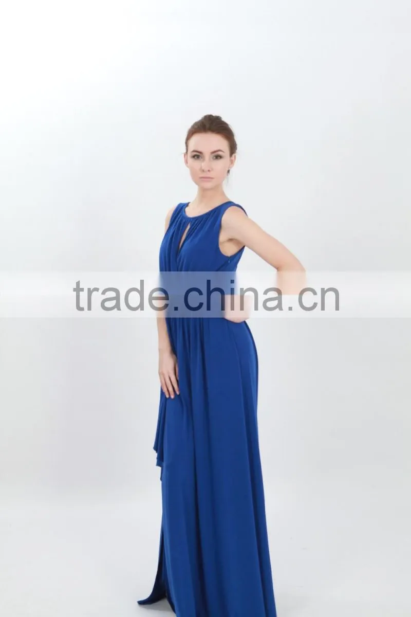 Royal Blue Chiffon Sleeveless Floor Length Latest Formal Dress Patterns