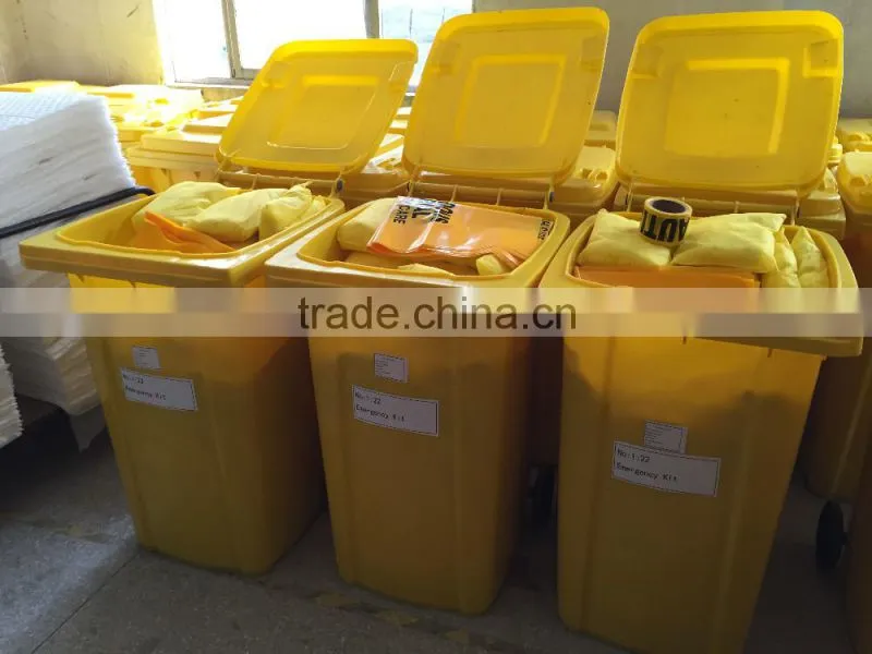 Chemical Spill Kit Yellow Wheel PE Bin 240ltr
