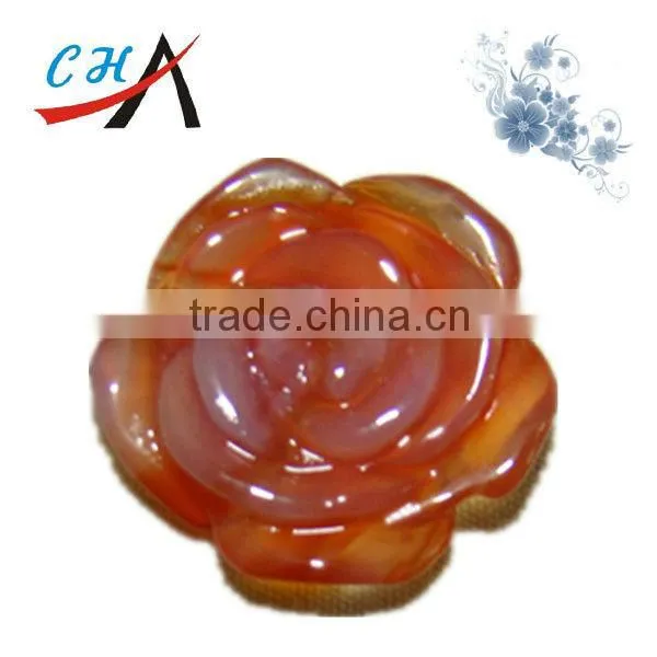 gemstone red agate rose flower carving