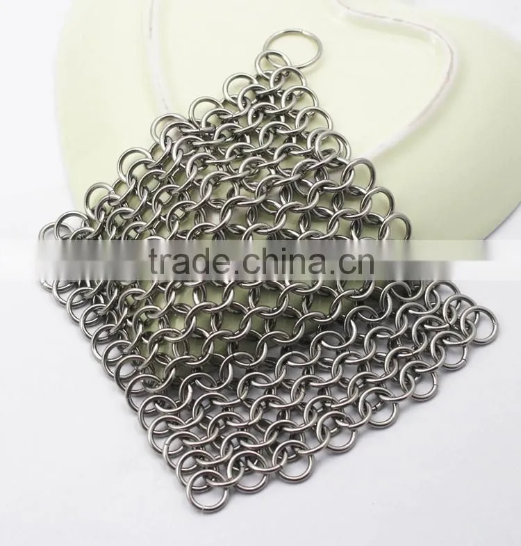 316L stainless steel Finger Cast Iron Scrubber Chainmail Cleaner Custom cast iron cleaner