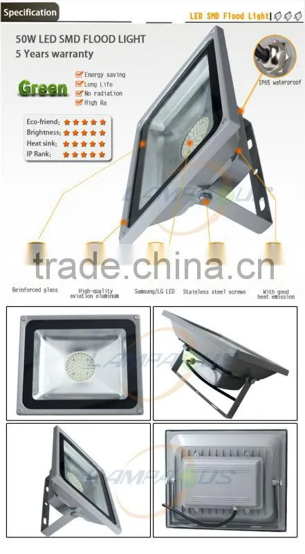 factory price 5 years warranty Samsung LG chip ip66 cool white 6000 lumens 50w led floodlight