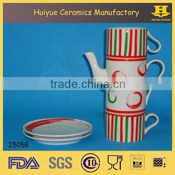 tea set for two, ceramic tea set, tea set with decal printing, new design tea set