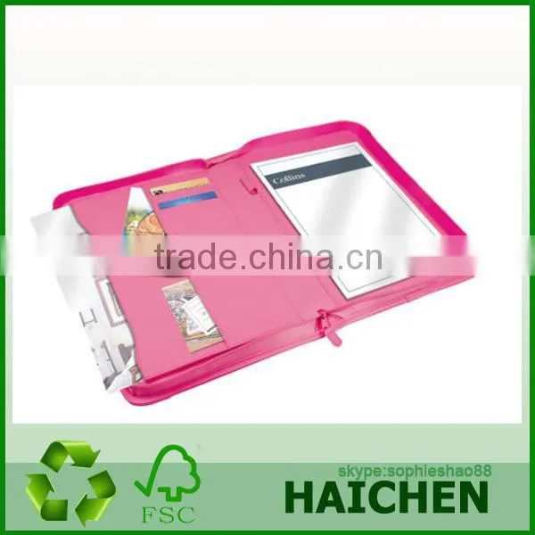 A4 Conference Portfolio Presentation Folder Folio Faux Leather Zipper