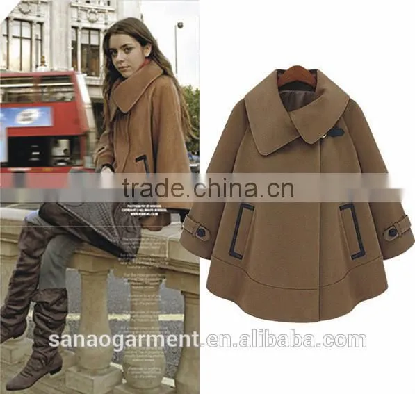 2015 European style women's cloak wool coat