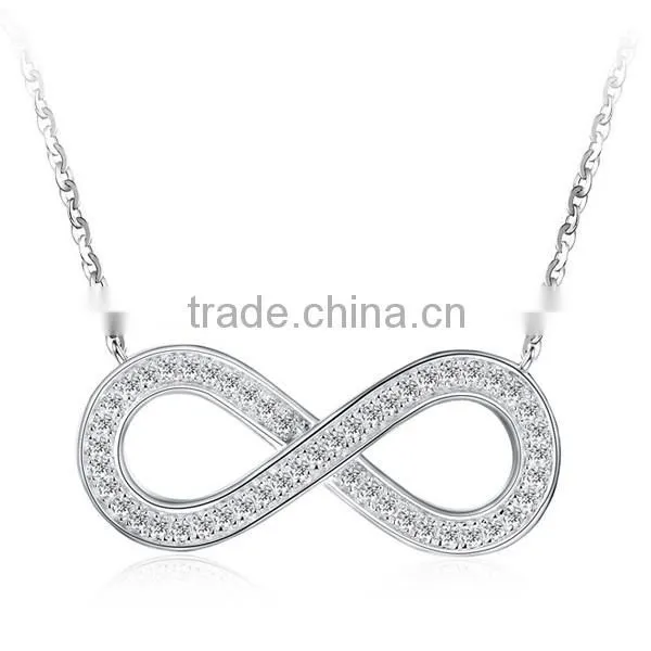 High quallity Valentine's Day Fashion gold Plated Cubic zirconia 925 Sterling Silver Infinity Necklace