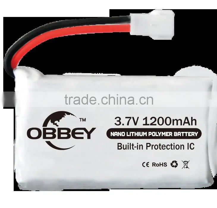 1S 3.7v 1200mAh small rc lithium polymer battery