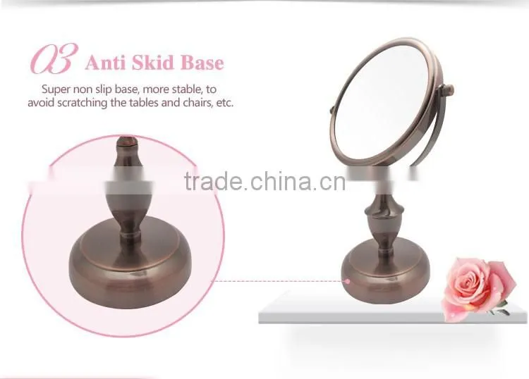 5X magnifying red bronze desktop free standing mirror