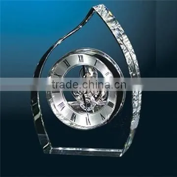 Office rectangle crystal sliver mechanical clock