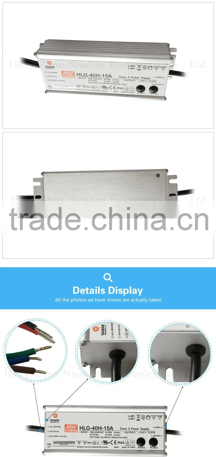 Meanwell 40W 15v Single Output LED driver /15v Switching Power Supply/waterproof power supply
