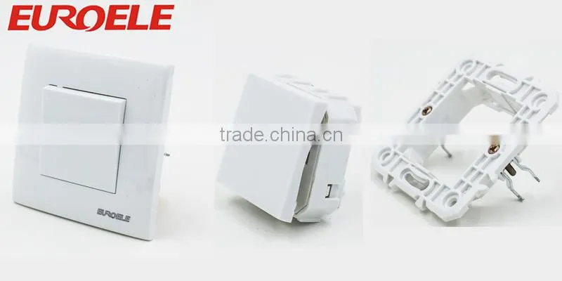 European Standard 86*86 type PC panel and frame Siliver contactor 1 Gang 1 Way wall switch