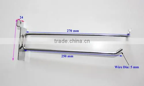 Chrome slatwall display hook with price tag