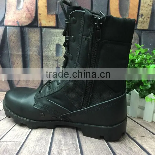Top quality fashion black leather custom canvas tactical combat boots