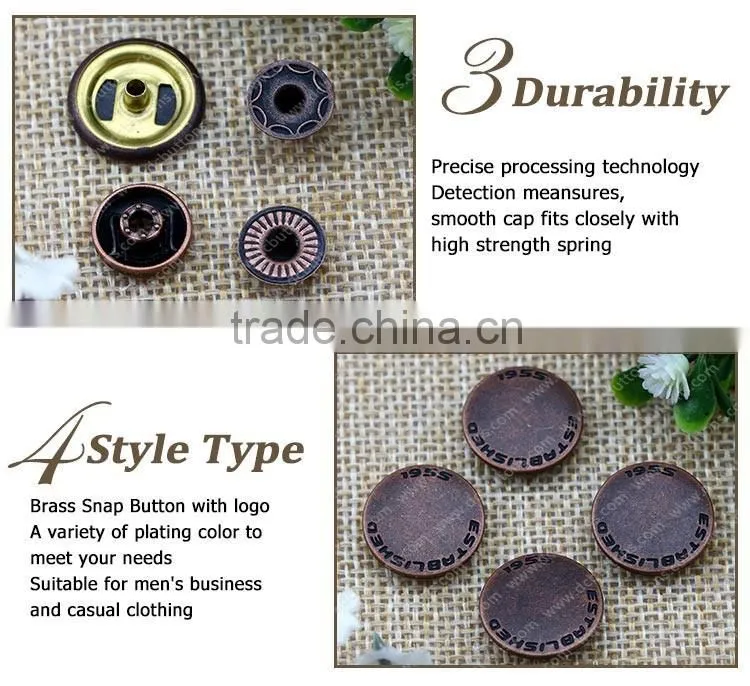 Alphabet Brass Button 4 Part Snap Button,Snap Fastener for Clothing